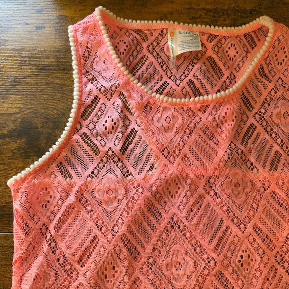 O’rageous Full Lace Pink Floral Tank Top Size Large Boho Unique Beach Romantic - Picture 10 of 11